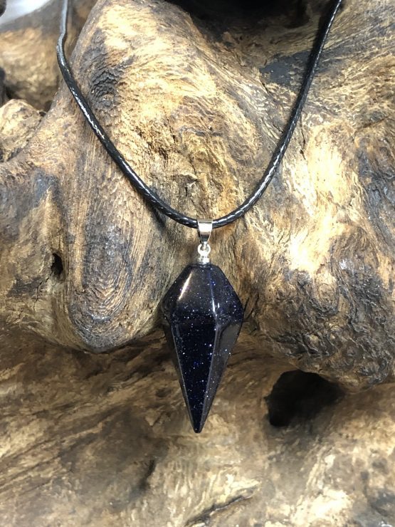 Pendulum Gemstone necklace Blue Goldstone