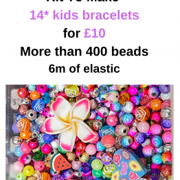 Half Term Special Offer Kit To Make 14 kids bracelets for £10 More than 400 beads 6m of elastic