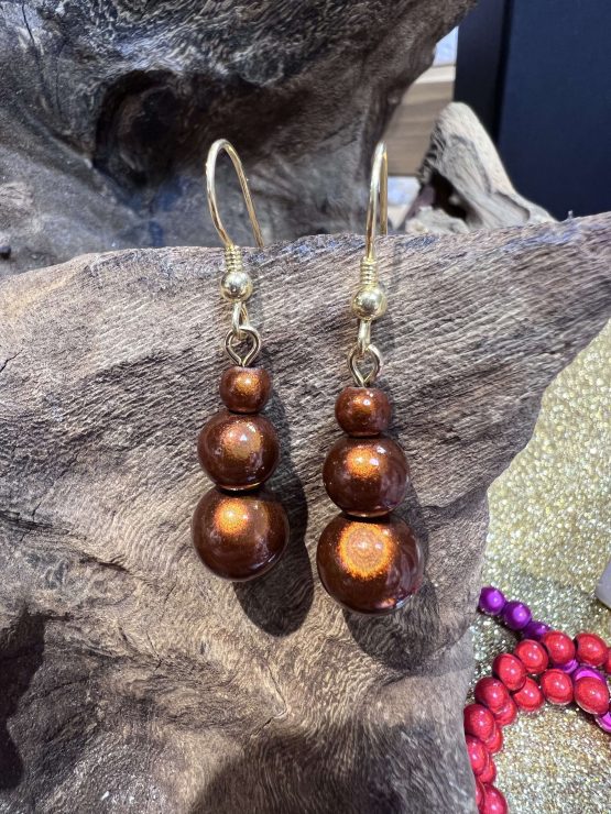 Graduated earrings brown cinnamon Gold - Image 3