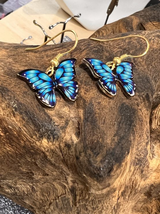Butterfly earrings blue - Image 2