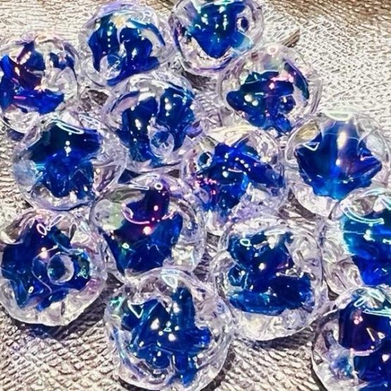 (BP110a) 5 x Blue double layer irregular Beads