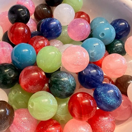 (BP132) 10 x 12mm Glitter Shimmer Beads