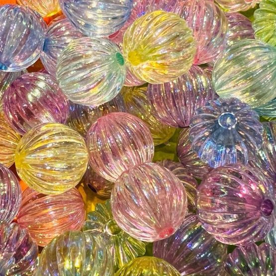(BP141) 5 x Transluscent Pumpkin Beads
