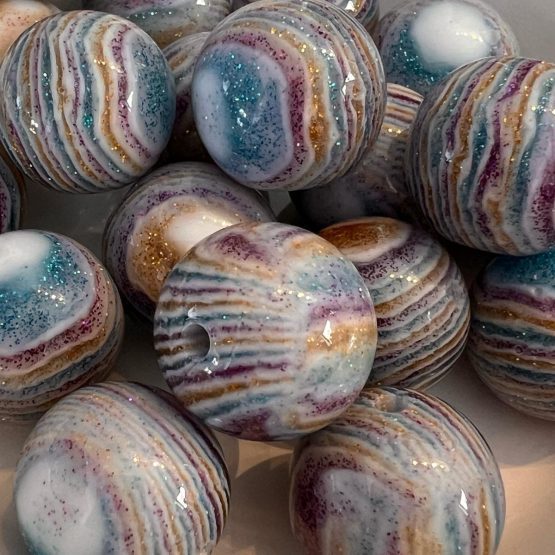 (BP143) 5 x 20mm stripe glitter Beads