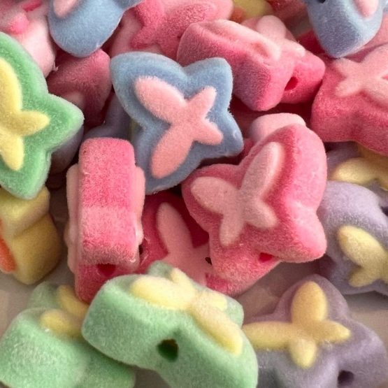(BP145) 5 x Flocked Butterfly Beads