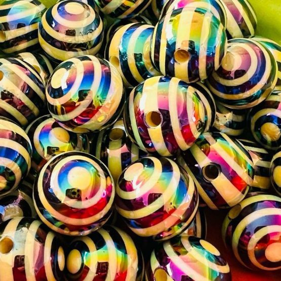 (BP147) 5 x Yellow Stripe Beads
