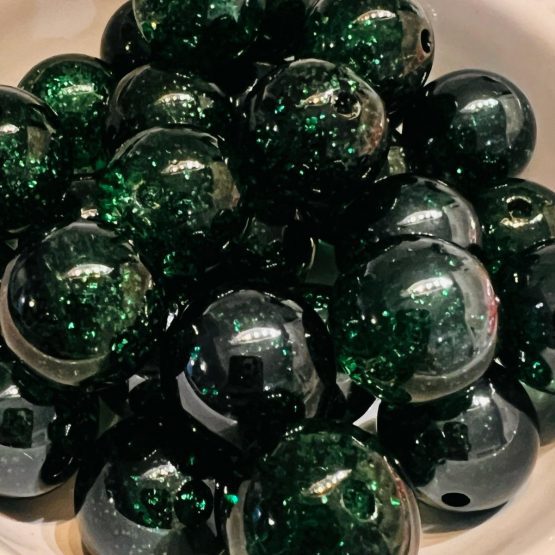 (BP151) 1 x 18mm Green glitter shimmer Bead