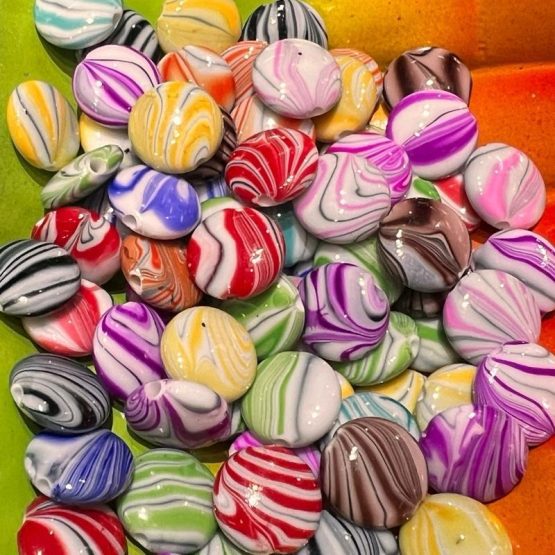 (BP188) 20 x 13mm stripe smartie beads