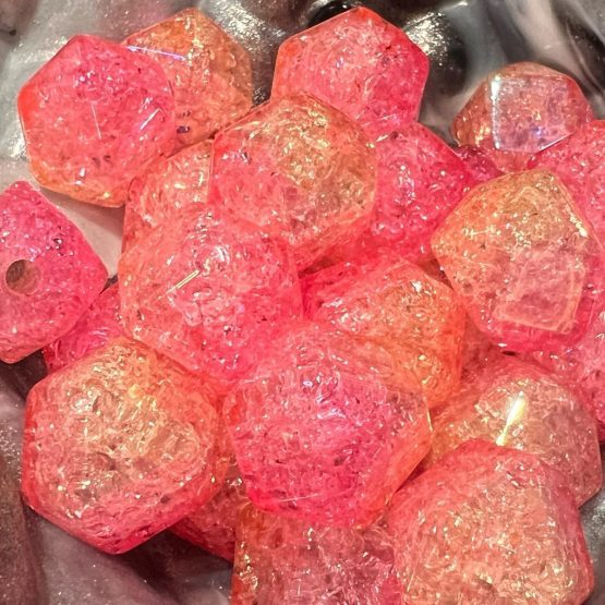 (BP203) 5 x 16mm crackle Hex beads