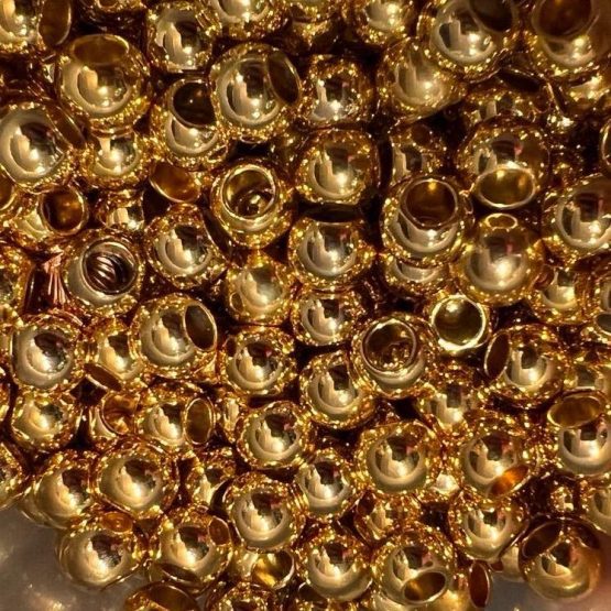 (BP209) 10 x Large hole gold spacer beads