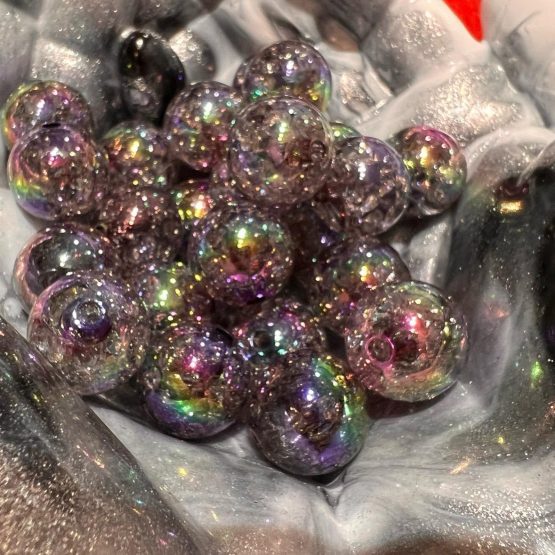 (BP212) 5 x 16mm Black Crackle beads