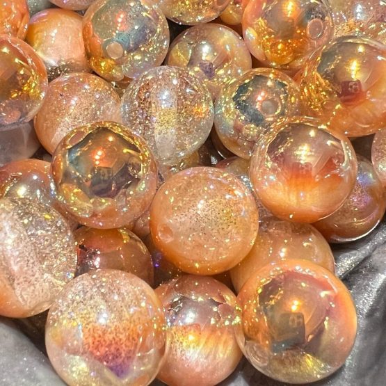 (BP217) 5 x 16mm Gold Glitter galaxy beads