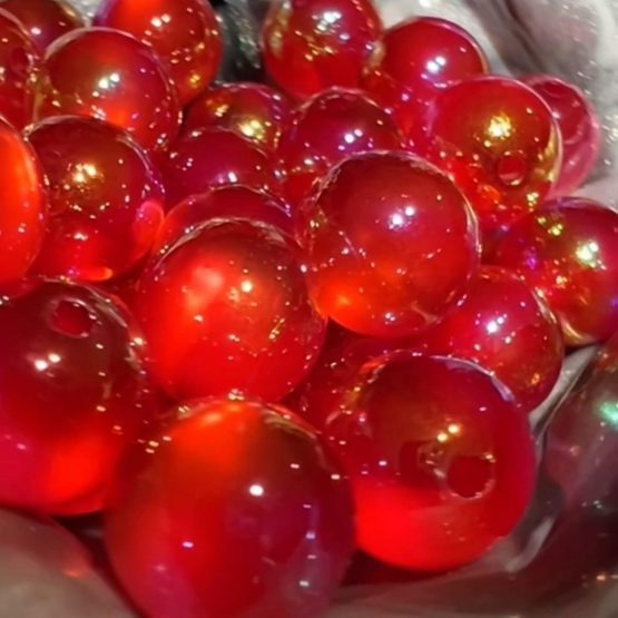 (BP224) 10 x 14mm red cats eye beads