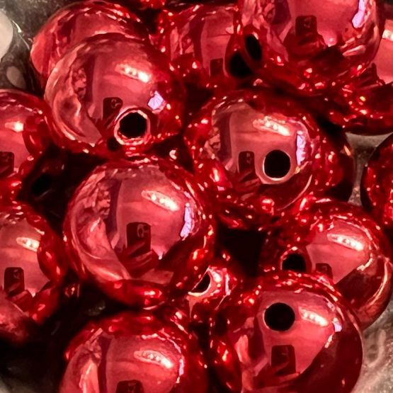 (BP234) 5 x 16mm red metallic beads
