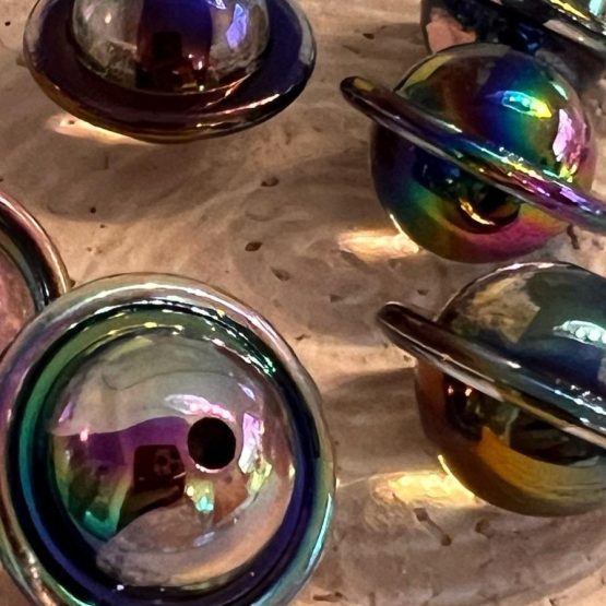 (BP236) 5 x 16mm Black flying saucer beads