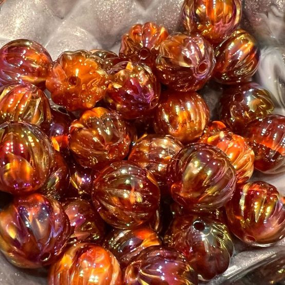 (BP246) 5 x 16mm Bronze pumpkin beads