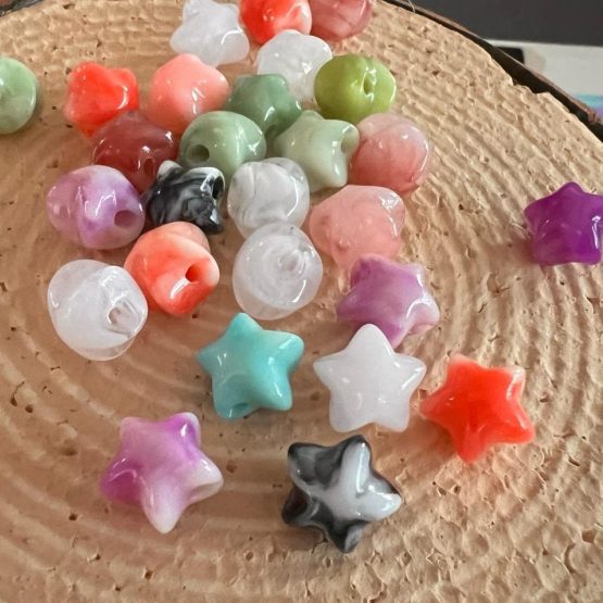 (BP249) 20 x 12mm marbled star beads