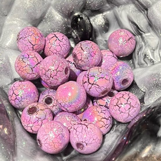 (BP260) 5 x 16mm solid lilac crackle beads