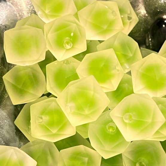 (BP261) 5 x 16mm green double layer hex beads