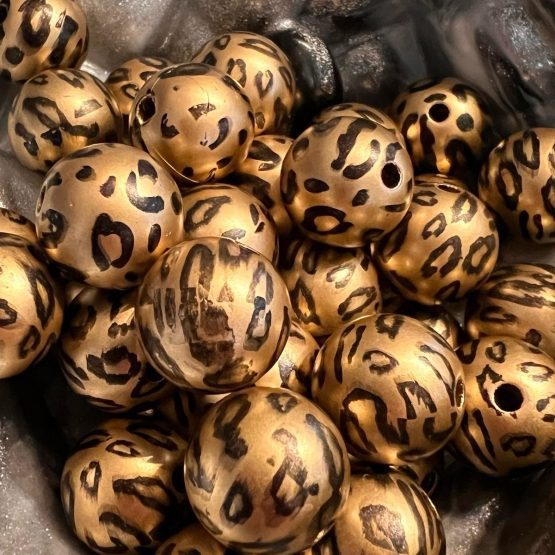 (BP262) 5 x 16mm Gold Animal Print beads