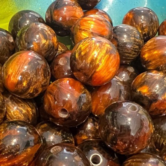 (BP27) Brown Gold glitter beads