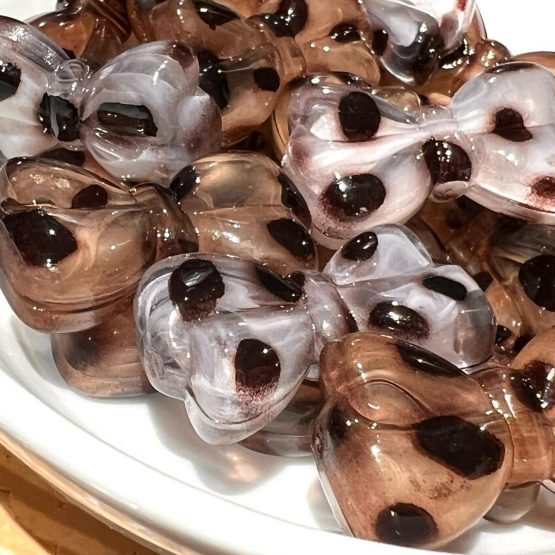 (BP301) 5 x animal print bow Beads