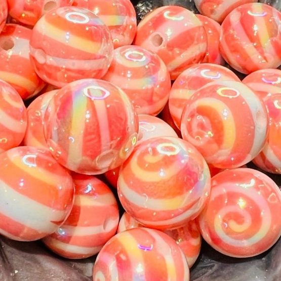 (BP303) 5 x 16mm Pink Swirl Beads