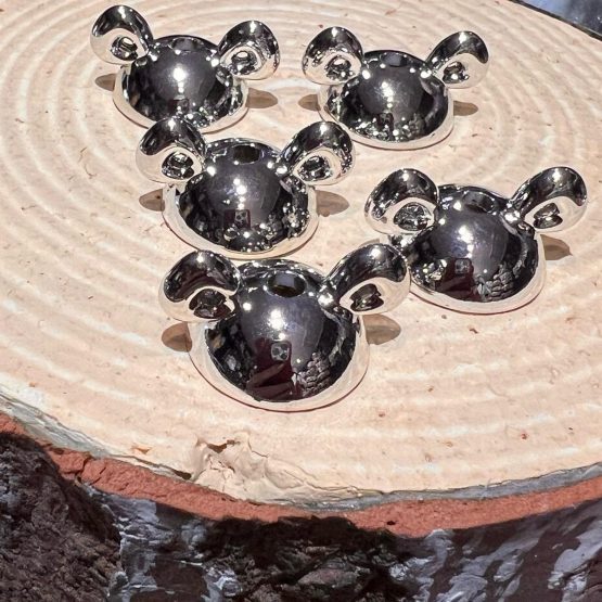 (BP306) 5 x metallic mouse head Beads