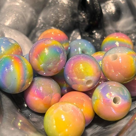 (BP308) 5 x 16mm pastel rainbow Beads