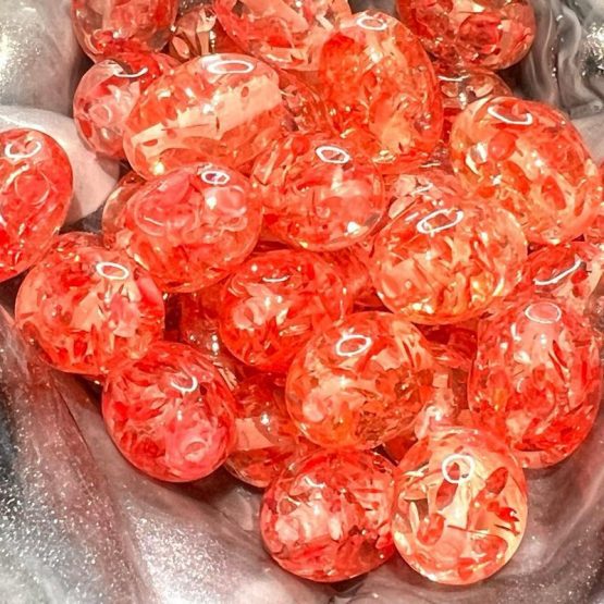 (BP316) 5 x 20mm oval glitter flake Beads