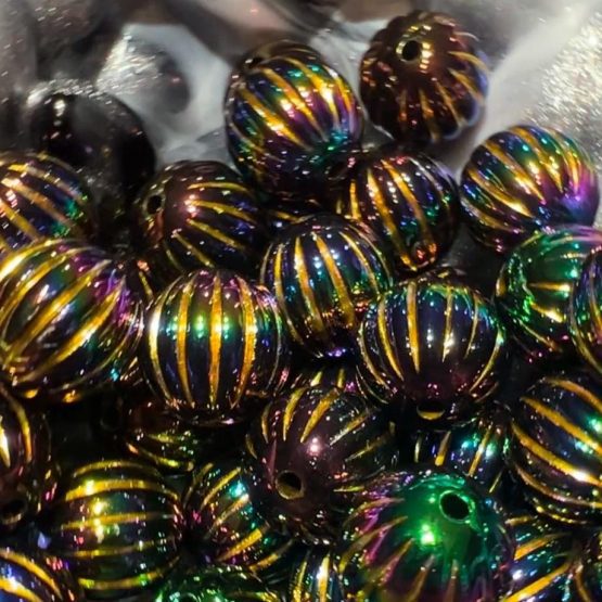 (BP317) 5 x 16mm black pumpkin Beads