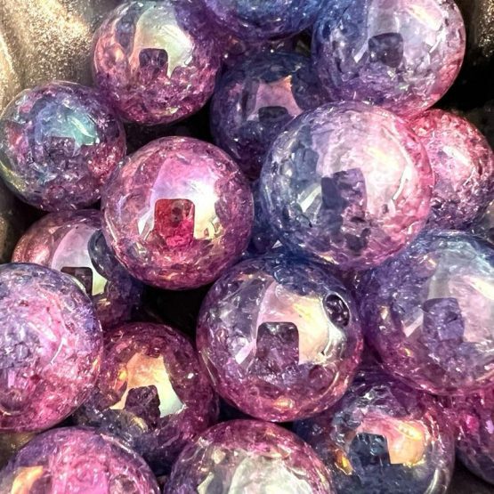 (BP343) 5 x 16mm purple crackle Beads