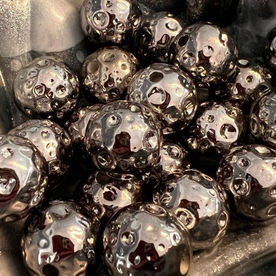 (BP346) 5 x 16mm Pewter crater Beads
