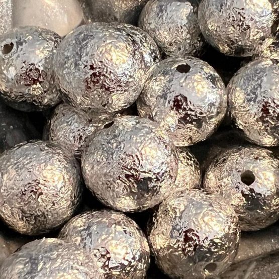 (BP347) 5 x 16mm Silver foil look Beads