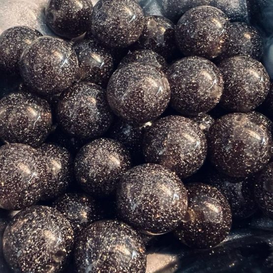 (BP350) 5 x 16mm black dense glitter Beads