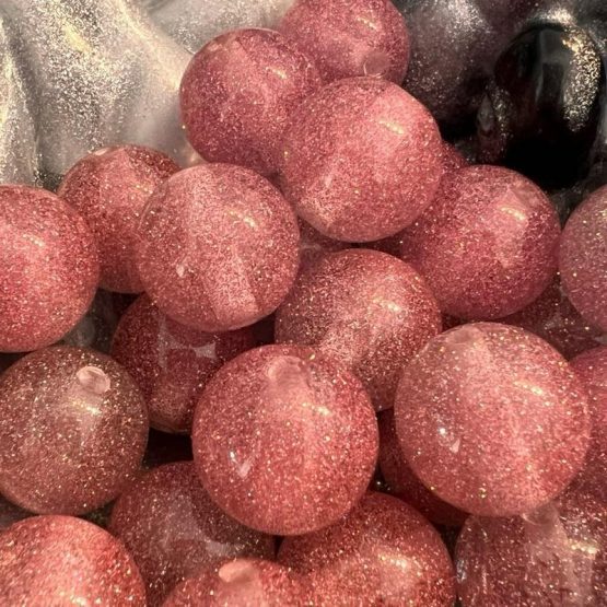 (BP355) 5x 16mm pink glitter Beads