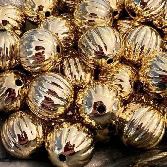 (BP360) 5 x 16mm gold pumpkin beads