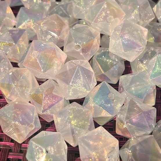 (BP366) 10 x 16mm lilac hex shimmer beads