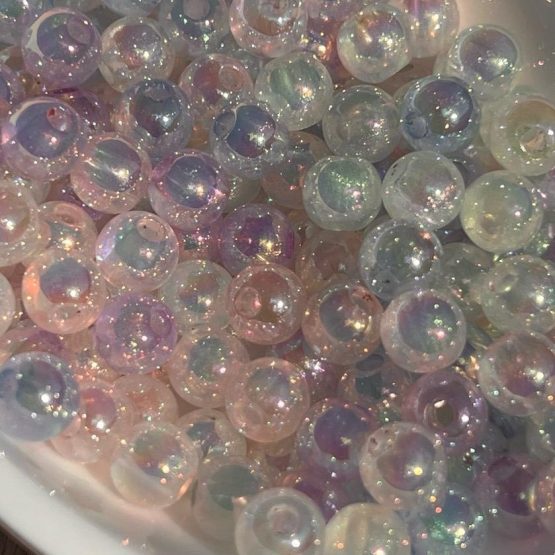 (BP37) 20 x snow globe glitter beads