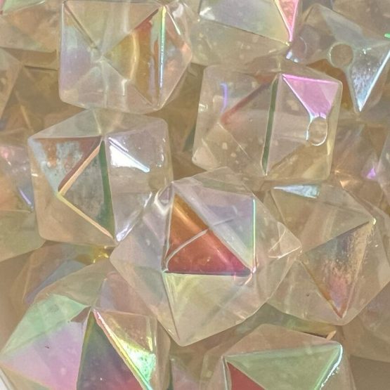 (BP370) 10 x 16mm clear hex shimmer beads