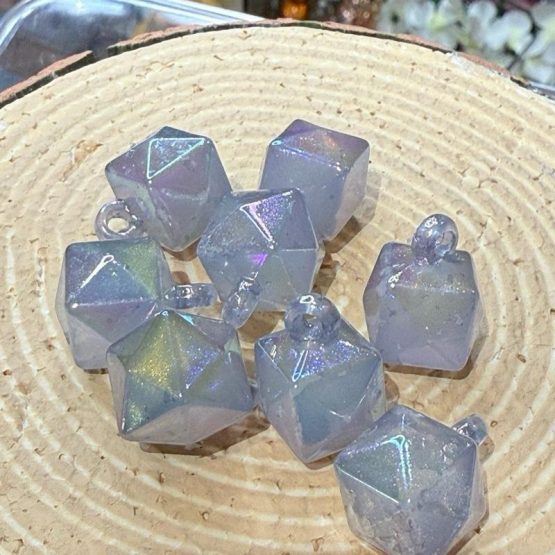 (BP378) 10 x Blue hex charm pendants SECONDS