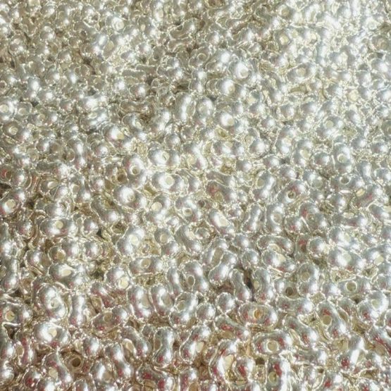 (BP386) Peanut beads metallic silver
