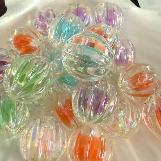 (BP393) 5 x double layer pumpkin bead