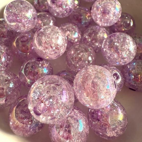(BP395) 5 x 16mm Lilac crackle beads