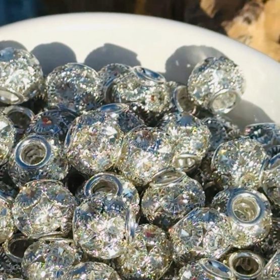 (404) 5 x 14mm silver fancy metal beads
