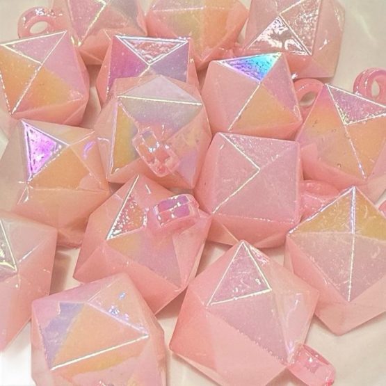 (BP414) 10 x Pink shimmer hex pendant charm
