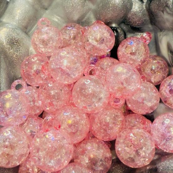 (CHARM 427) 10 x baby Pink crackle pendant charm