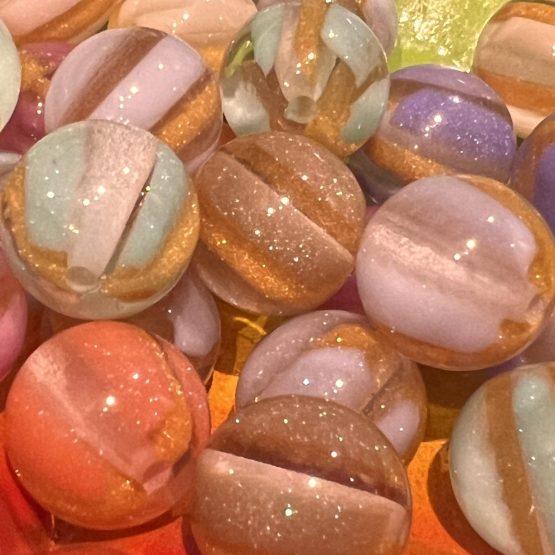 (BP45) 5 x glitter pumpkin beads