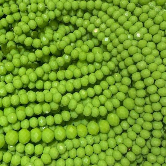 Glass faceted beads GREEN SOLID