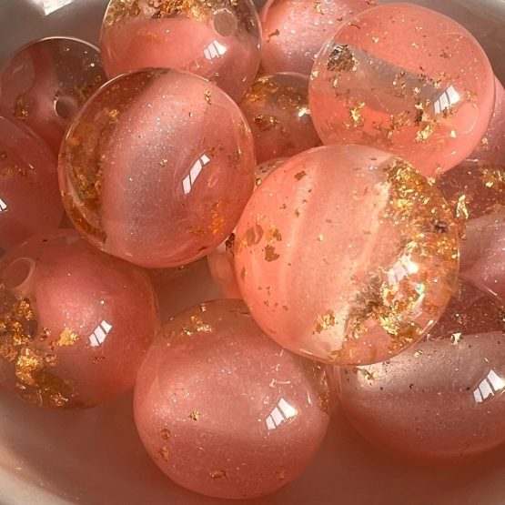 (BP86) Pink Gold Flake Beads